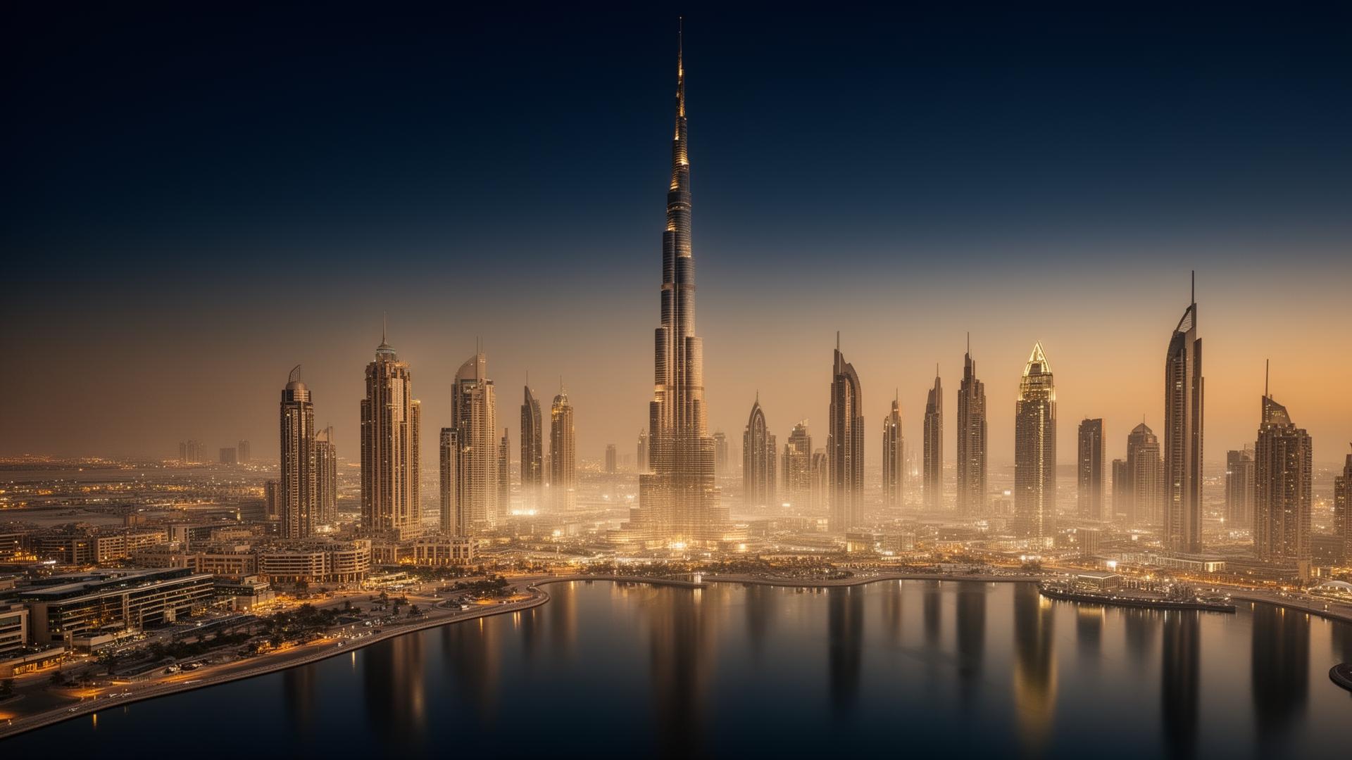 Dubai Marina skyline at dusk